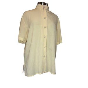 K.B. LAWRENCE Women's Blouse Size 12 Yellow Short Sleeve Button Down Collar